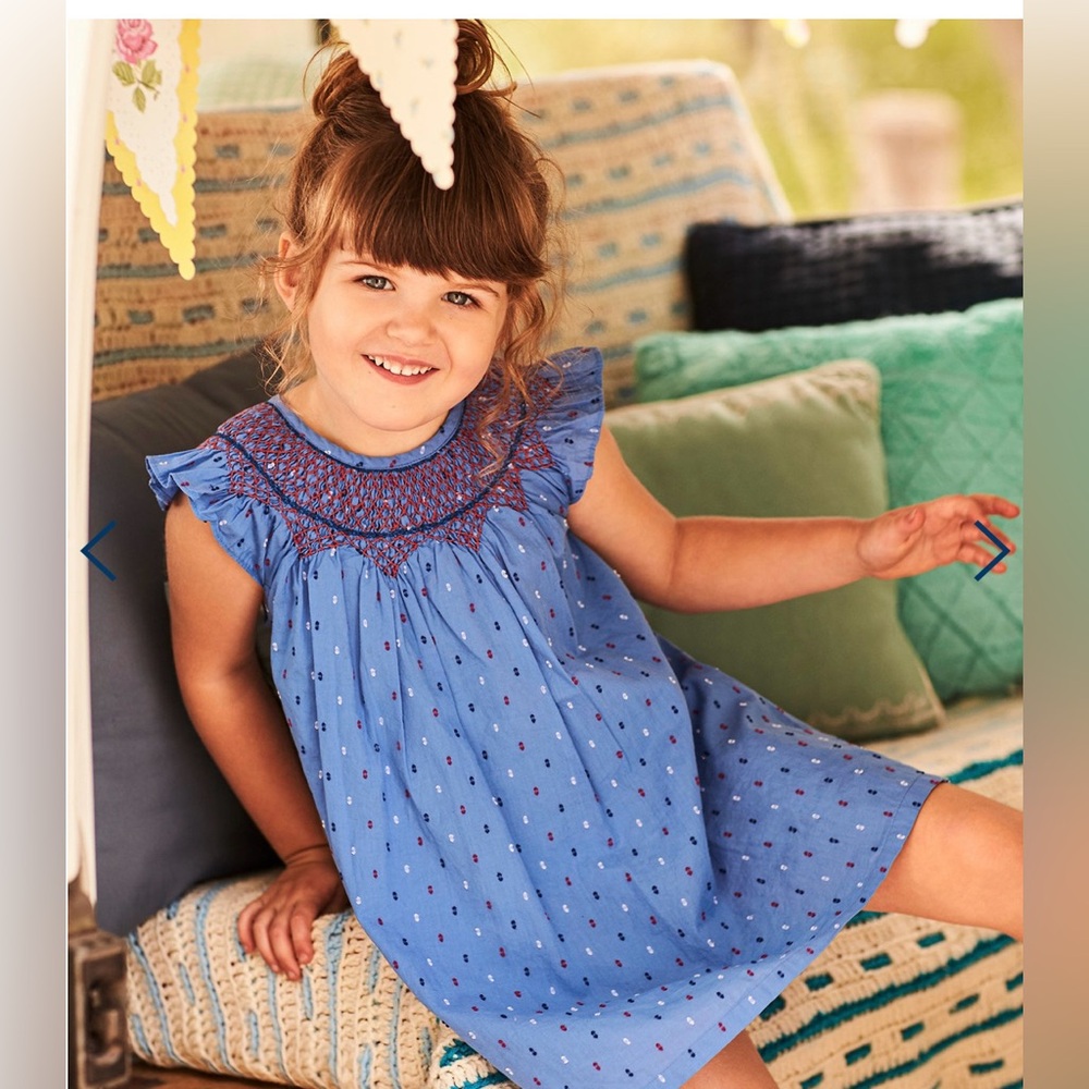 Nautical Swiss Dots Smocked Dress- Size 3